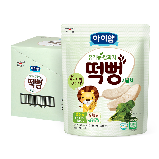 아이얌 유기농쌀과자 시금치떡뻥 1box - 6개입 (30g×6개)