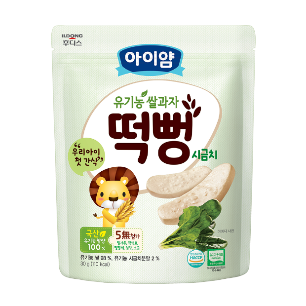 [아이얌] 유기농쌀과자 시금치떡뻥(30g)