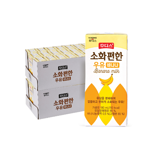 [후디스] 소화 편한 우유 바나나 2박스(190ml*총 48입)